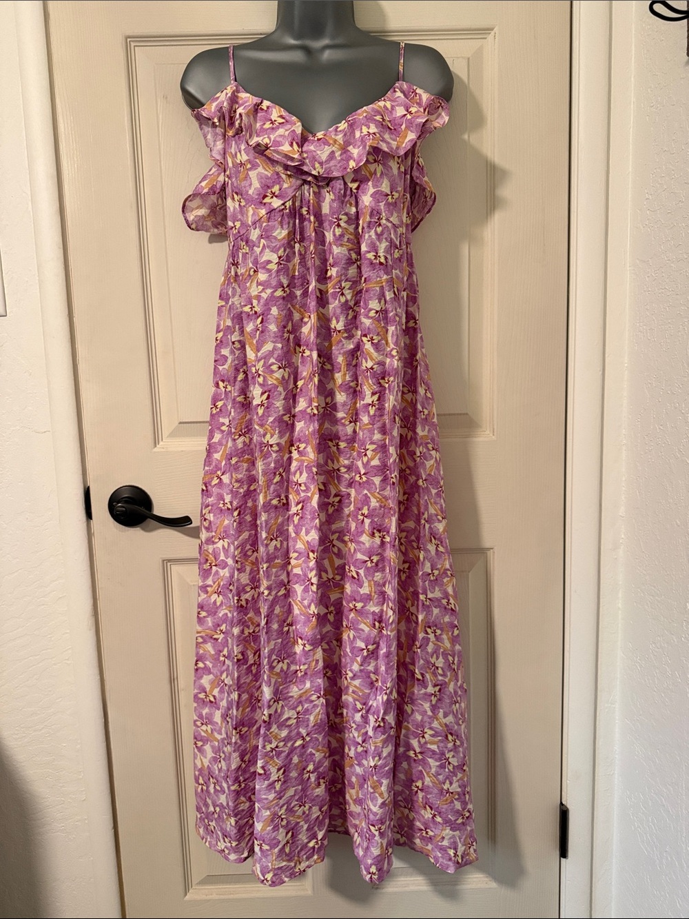 H&M Lavender Floral Ruffle Maxi Dress